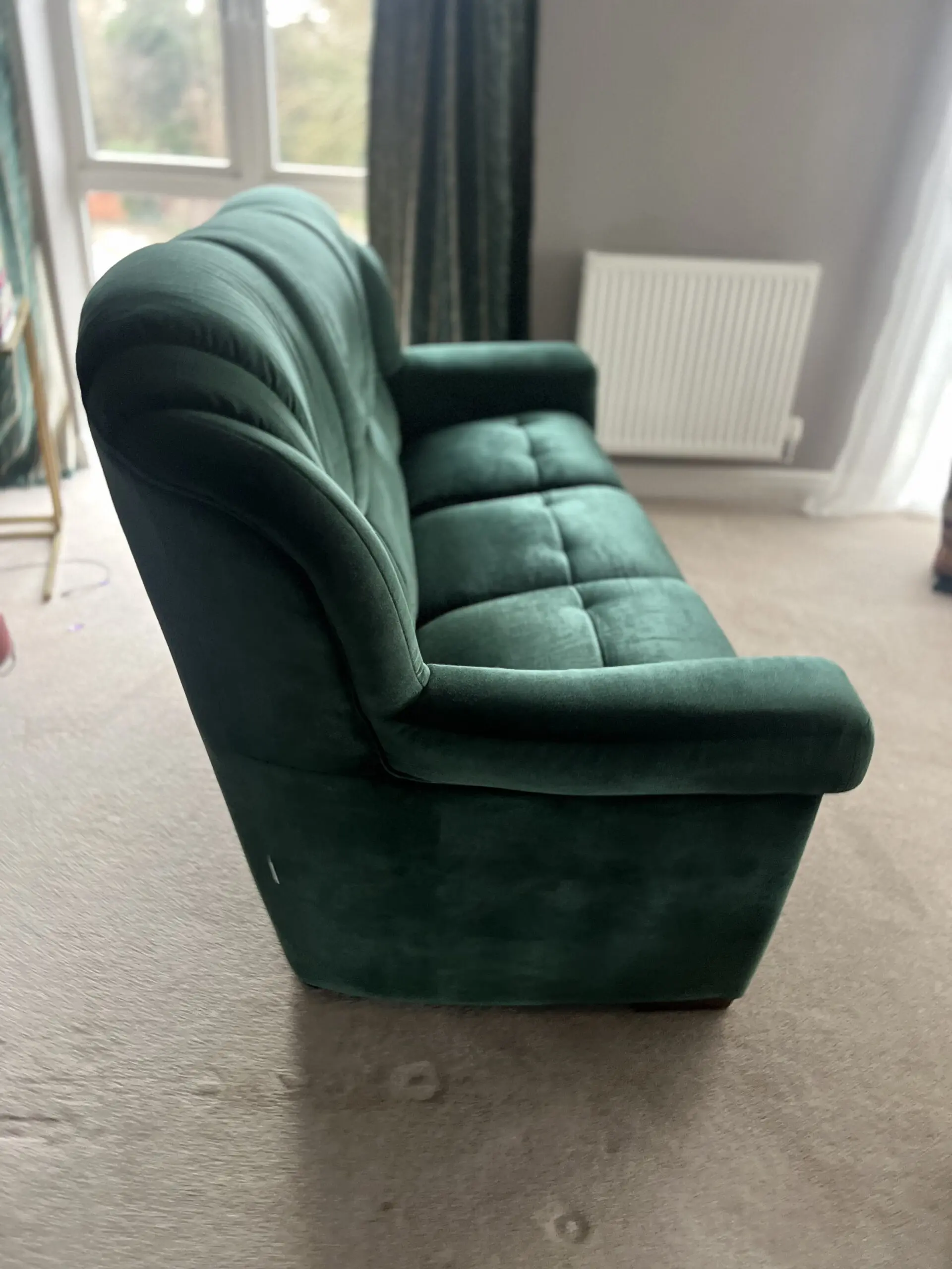 Bespoke Luxurious Deep Green 3-Seater Sofa with Rolled Arms