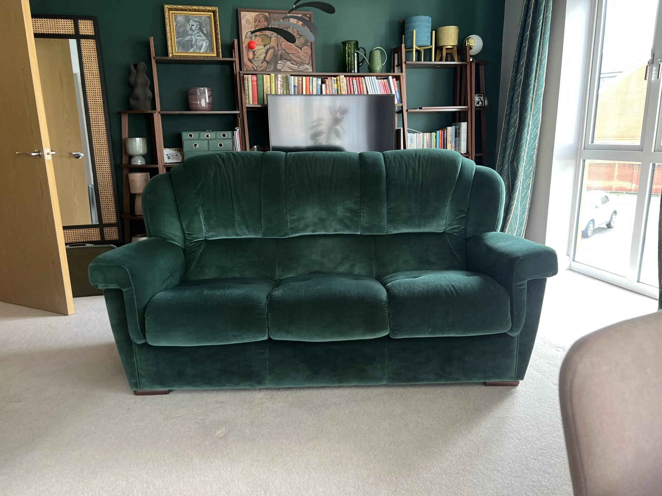 Bespoke Luxurious Deep Green 3-Seater Sofa with Rolled Arms