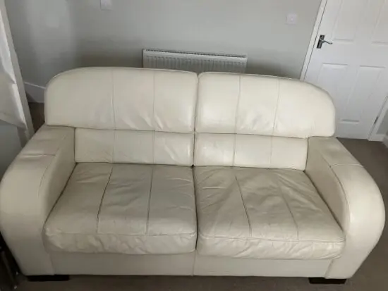 DFS CREAM LEATHER DOUBLE SOFA BED