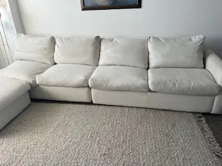 2 pieces Loaf Sofa Chatnap Storage in Chalky White Clever Softy with footstool