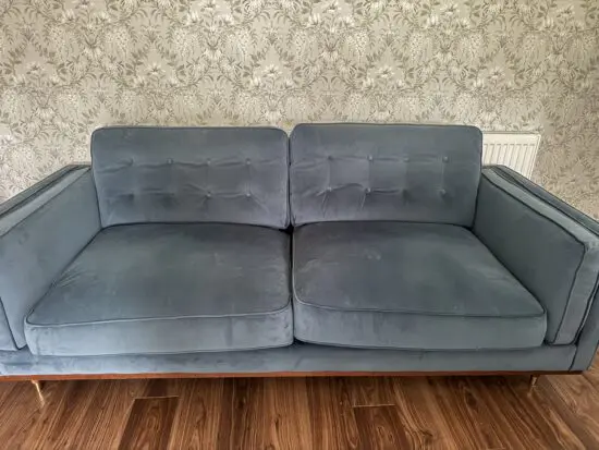 John Lewis + Swoon Lyon Large 3 Seater Sofa, Caspian Blue Velvet