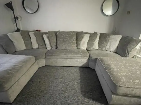 Bishop Luxe Chenille U-Shape Corner Sofa - Silver Fox v2