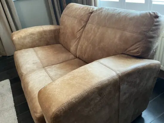 Natural leather 2 seater sofa and chair