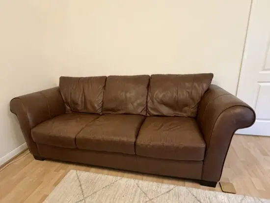 Sofology brown leather 3 seater sofa