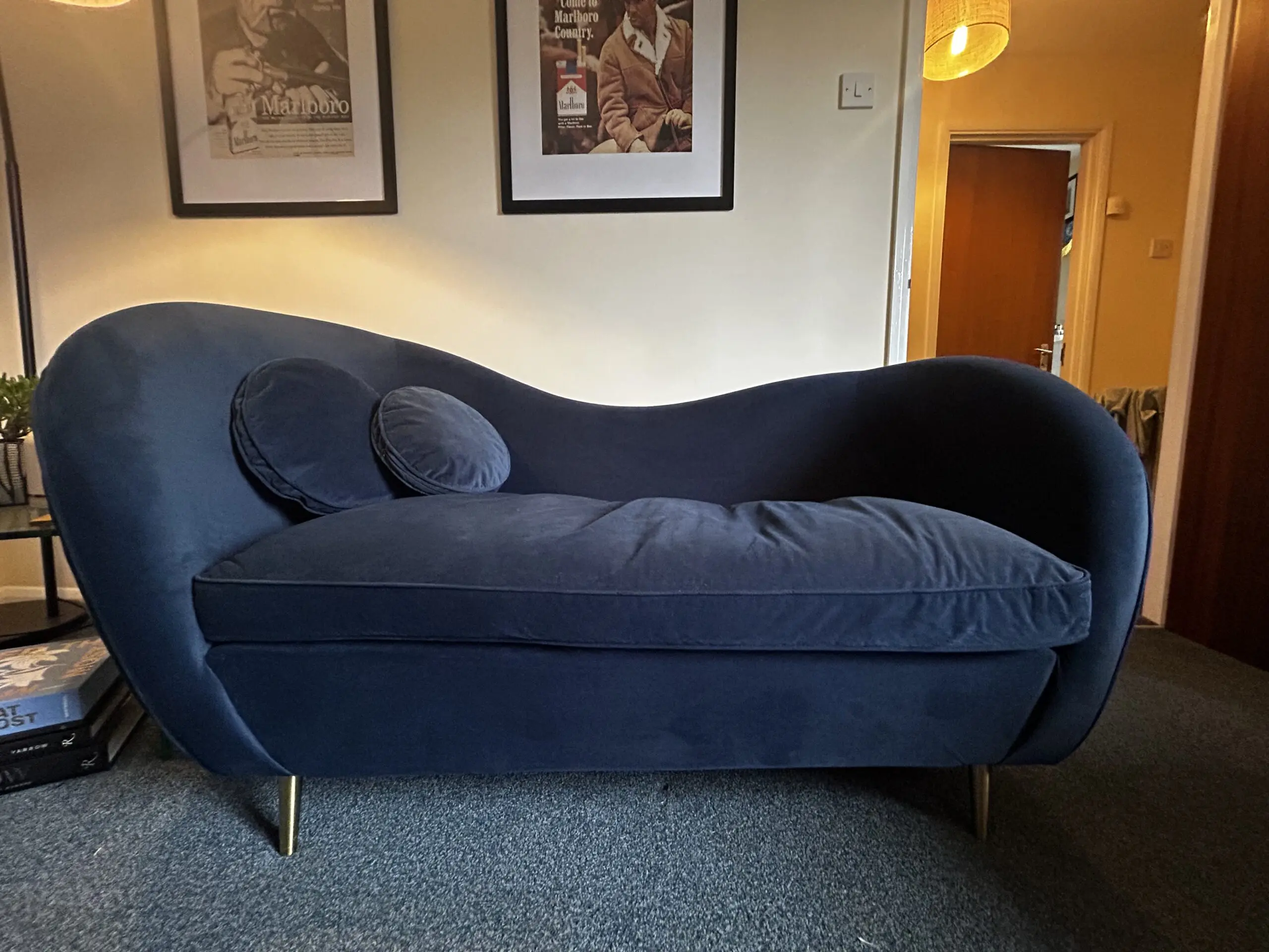 Made Stylish Curved 2-Seater, Sofa & Armchair Set with Brass Leg – Kooper