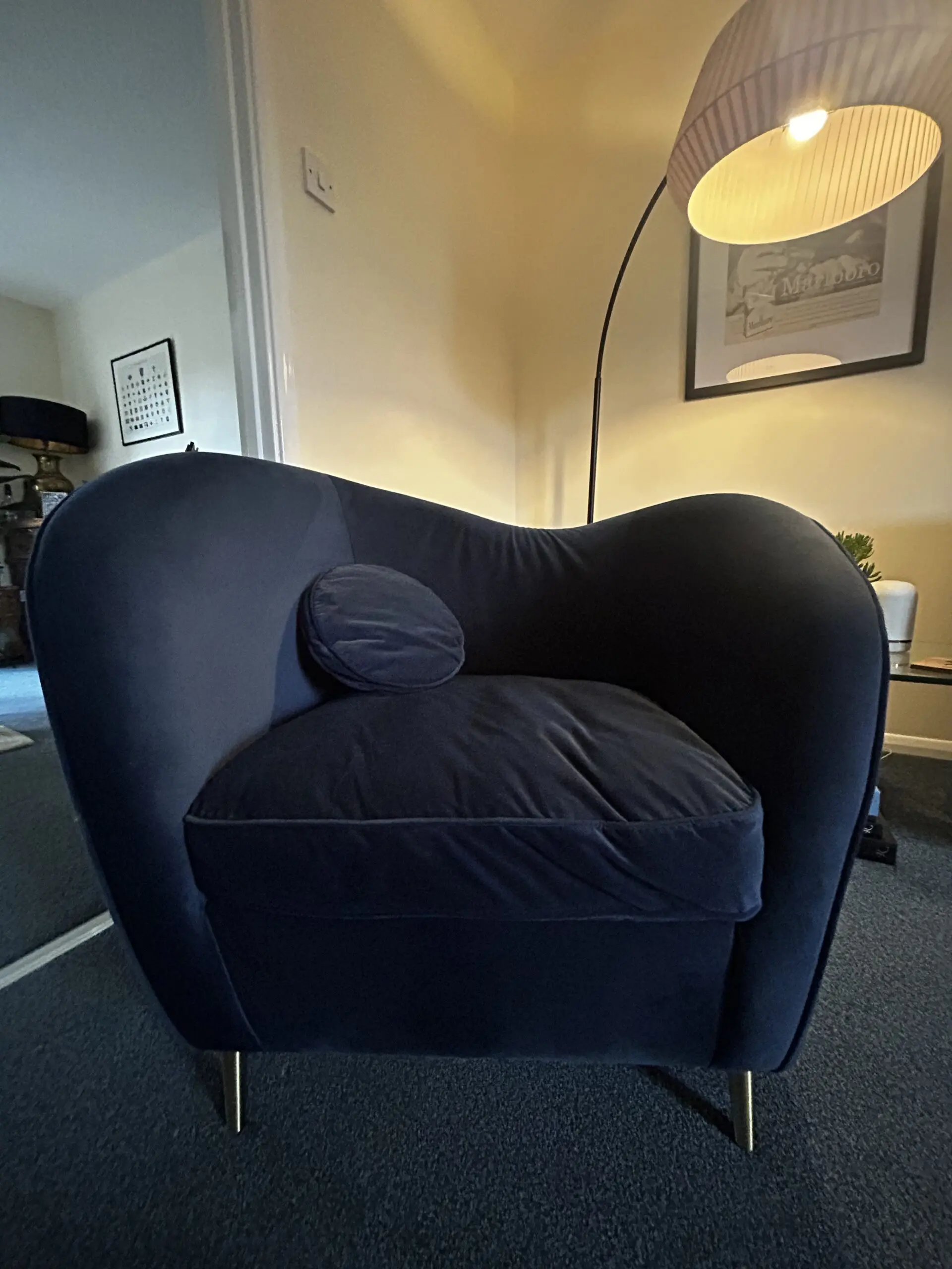 Made Stylish Curved 2-Seater, Sofa & Armchair Set with Brass Leg – Kooper