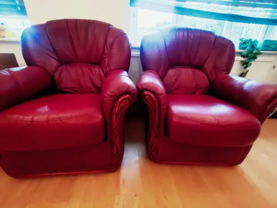 Burgundy leather sofa from Italy