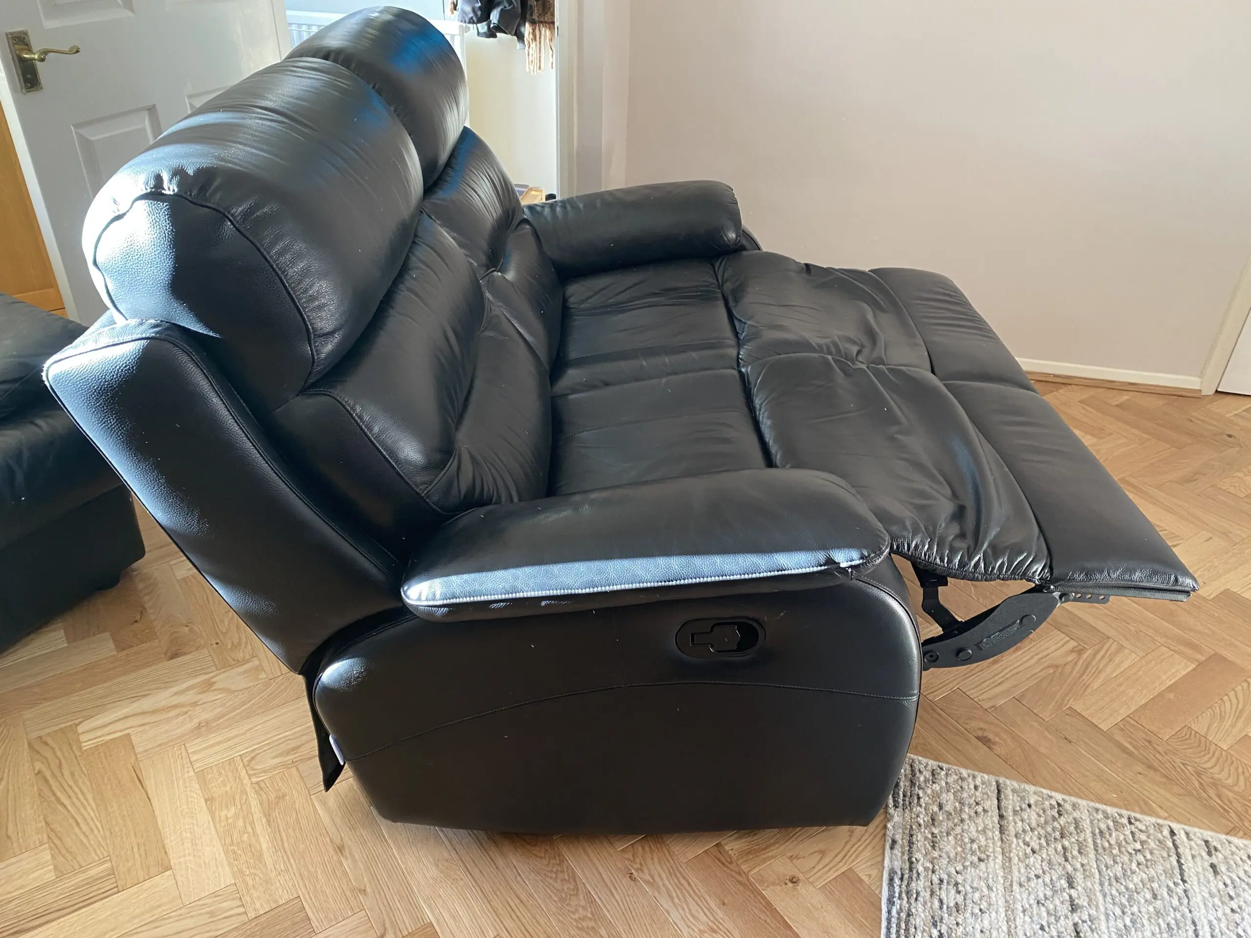 AHF Furniture Recliner 2 seater leather sofa, black