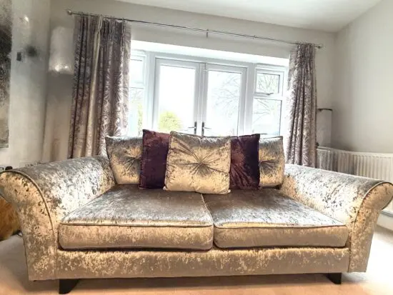 DFS Crushed Velvet Sofa Set (2 x 3 seater & 1 x 2 seater)