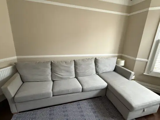 4-seater left hand corner sofa with integrated sofa bed and storage chest