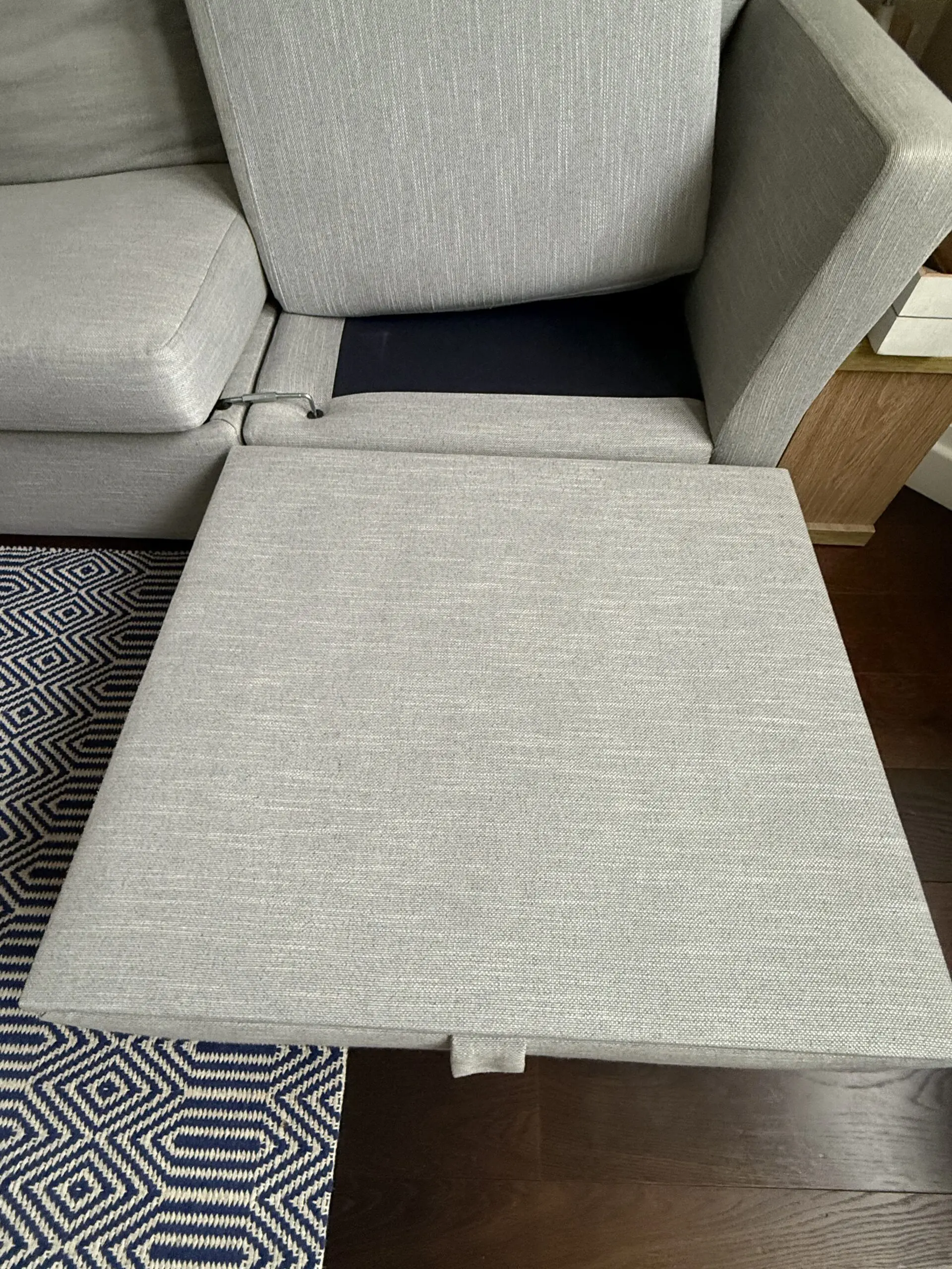 4-seater left hand corner sofa with integrated sofa bed and storage chest