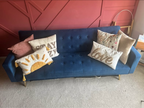 Royal Blue Velvet Sofa Bed