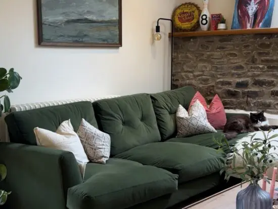 DFS Green patterdale chaise sofa