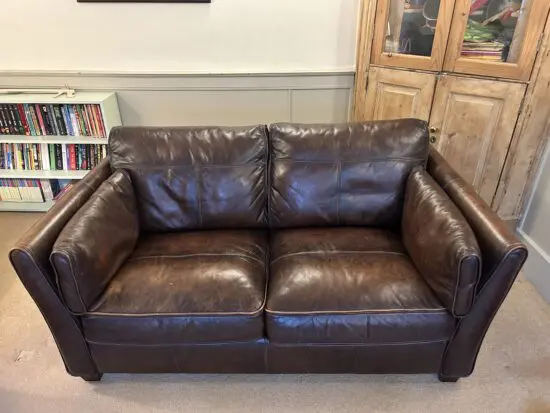 John Lewis Hamilton brown leather two seater sofa