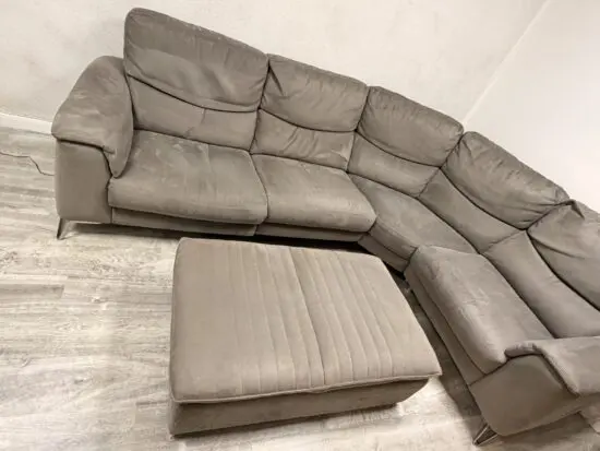 Sofology corner sofa with recliner + footstool/chair in charcoal