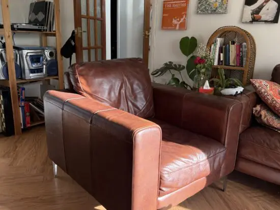 Genuine Leather Brown Armchair – Smoke & Pet Free – Well Maintained
