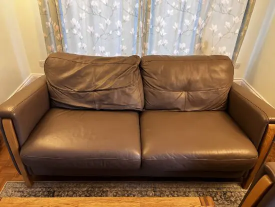 Ercol light brown leather sofa