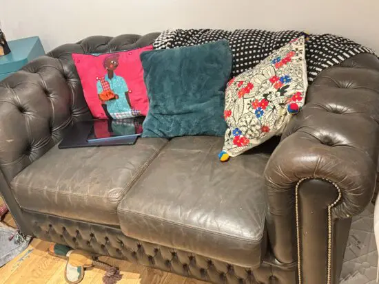 2 brown leather chesterfields for sale