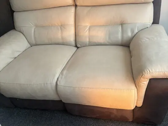 DFS handmade Auburn manual recliner , cream and pepper in colour