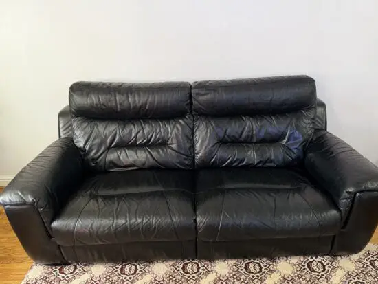 DFS Black Leather Sofa 3 & 2 Seater Recliner Set