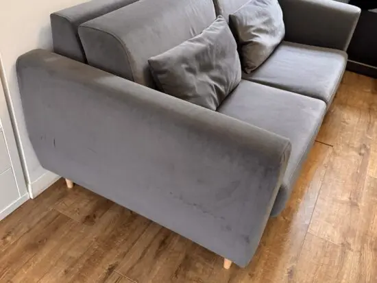 IKEA 2 seater SLATORP sofa couch in Hakebo dark grey adjustable with 2 cushions