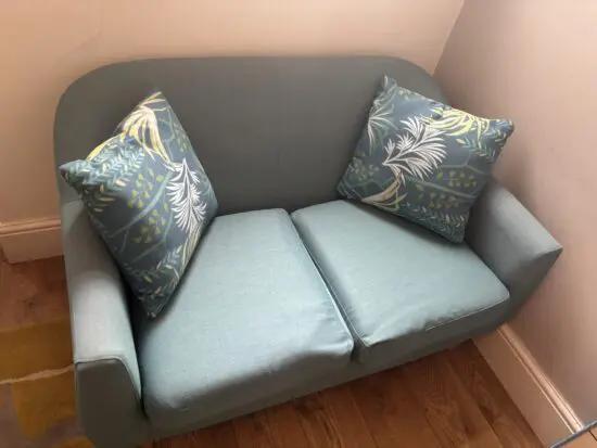 Teal 2 seater sofa from Made.com