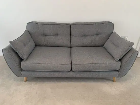 DFS French Connection Zinc 3 Seater Sofa & Cuddler in Charcoal Grey