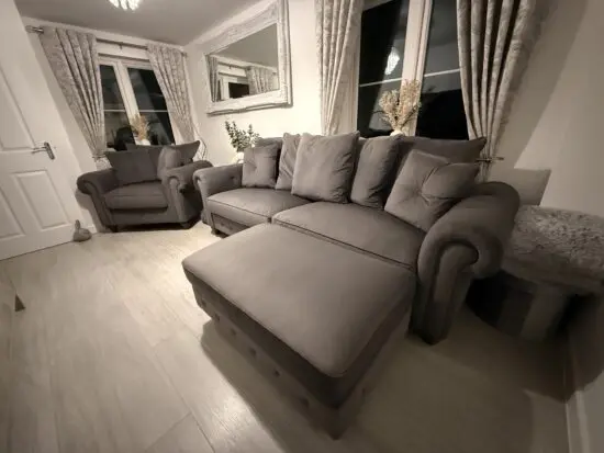 Sofa Club Epping Charcoal Grey 4 Seater, Large Loveseat Armchair and Footstool