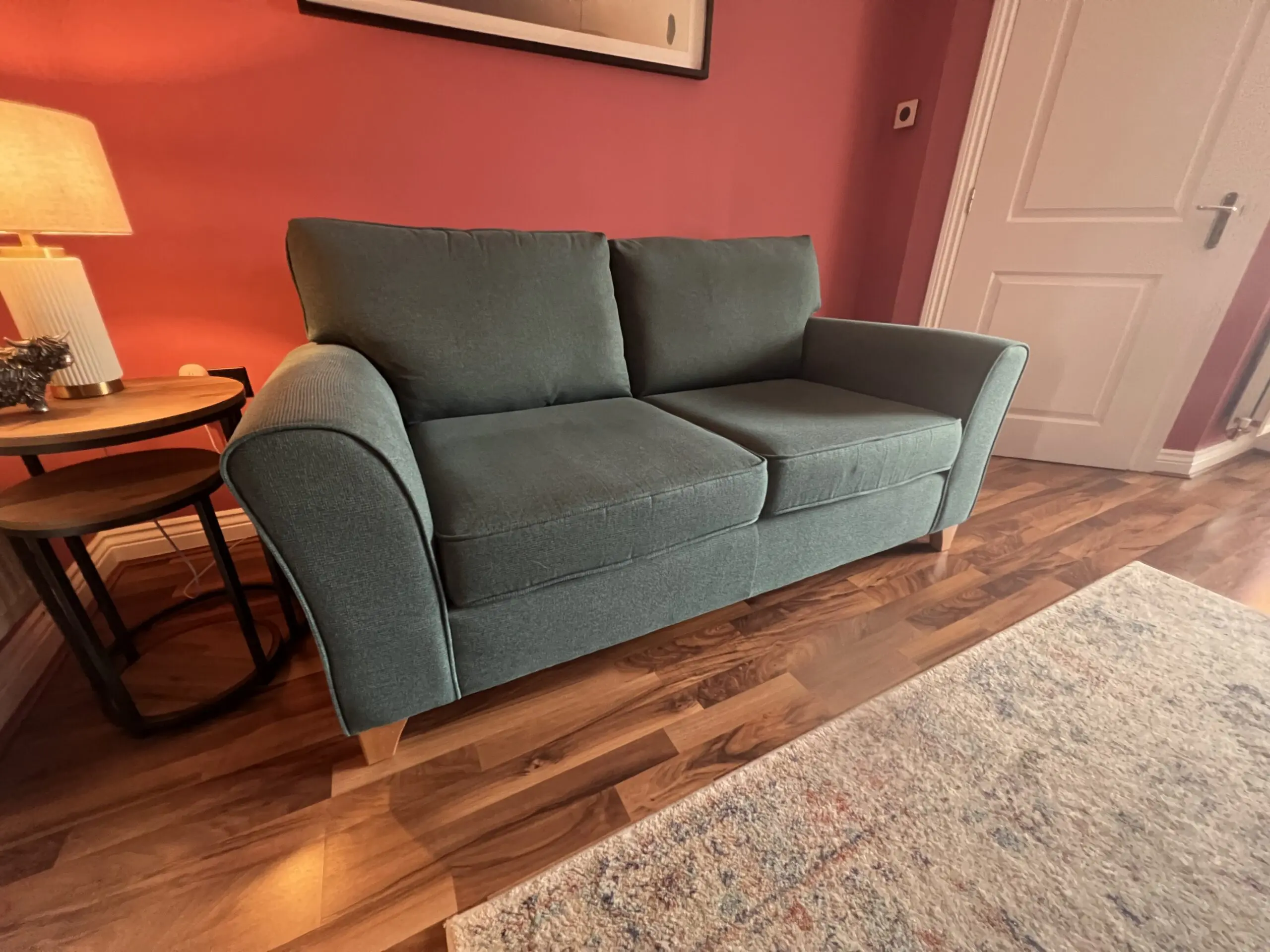 Next Modern 2-Seater Sofa with Curved Arms and Scatter Cushions