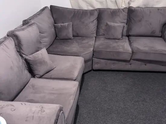 Olympia 2C2 Corner Sofa |Grey Plush Velvet