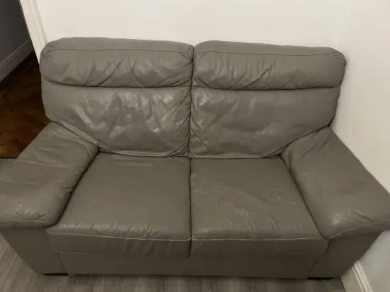 Grey Faux Leather Sofa