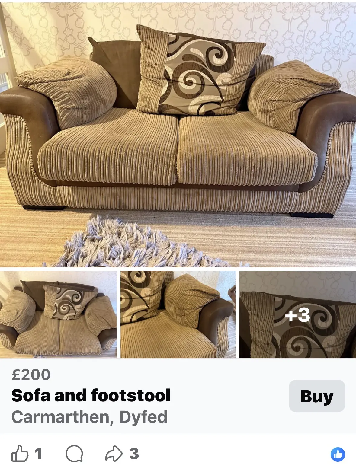 SCS 2-Seater Sofa with Scatter Cushions and Matching Footstool