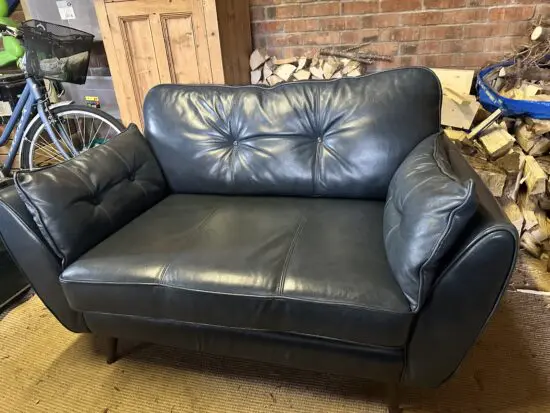 DFS Leather sofa. French connection Zinc