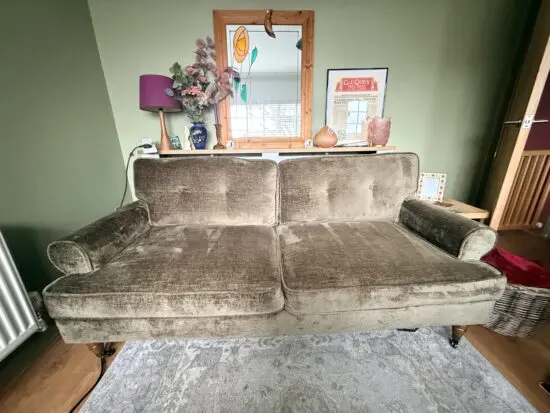 Next Plush Chenille Dark Moss Green Delia 3 Seater Sofa