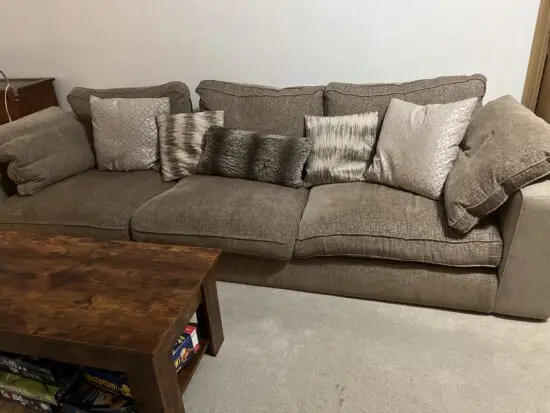 Sofology 4 seater sofa, champagne coloured with cushions