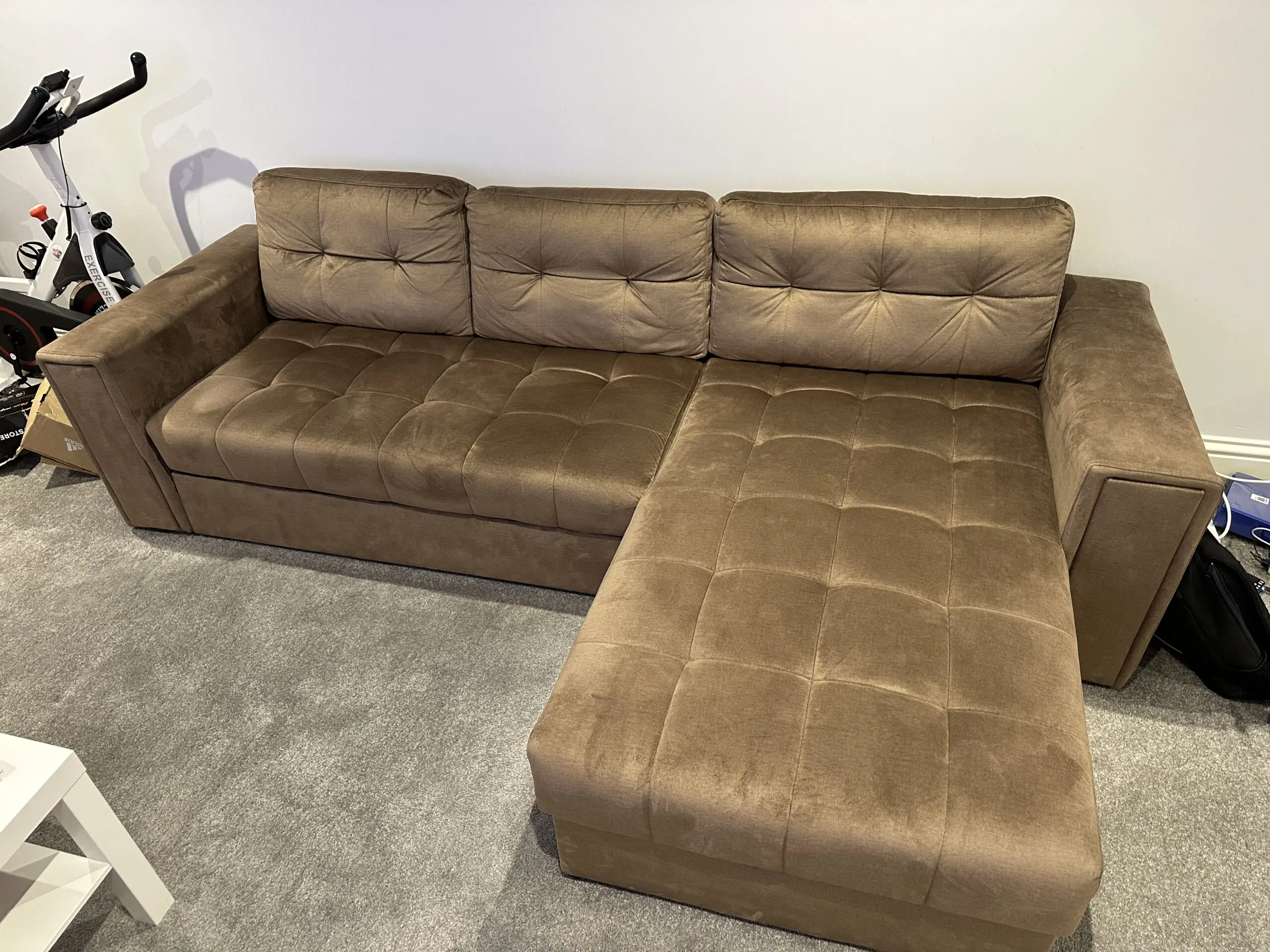 Ashcakes Corner Sofa Bed with Storage L-Shaped Corner Sofa with Button Tufting – 4-5 Seater RIGHT CORNER