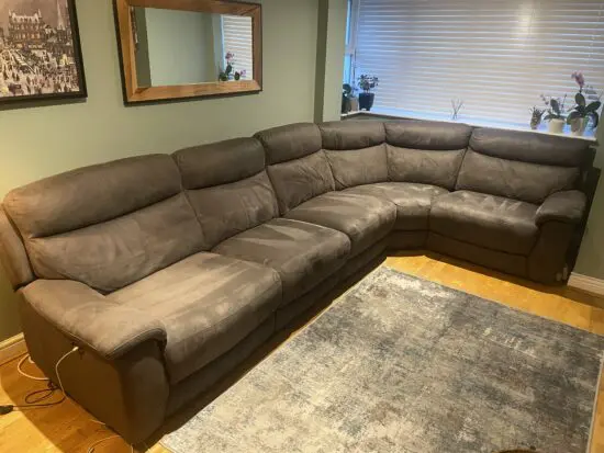 DFS Hibbett Option C Power 2 Corner Sofa 2, 2 electric recliners, Colour - Pepper (Dark Grey/Pewter)