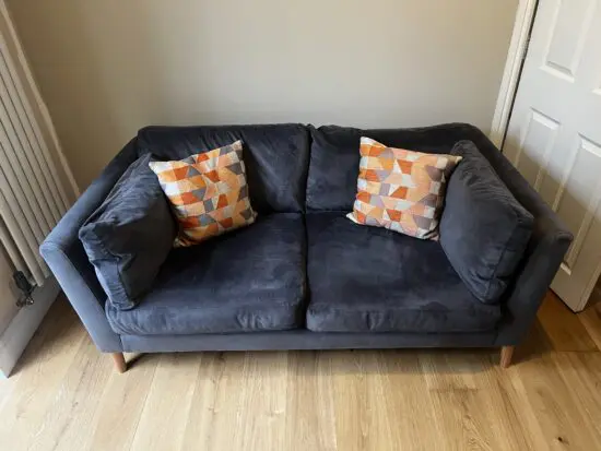 M&S Grey Velvet Conway 3 seater with matching footstool