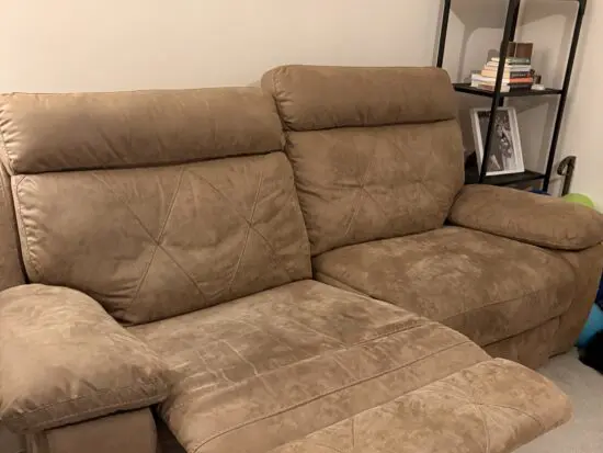 2 x Recliner Sofas, Brown, Suede Leather