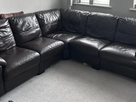 Brown leather corner sofa
