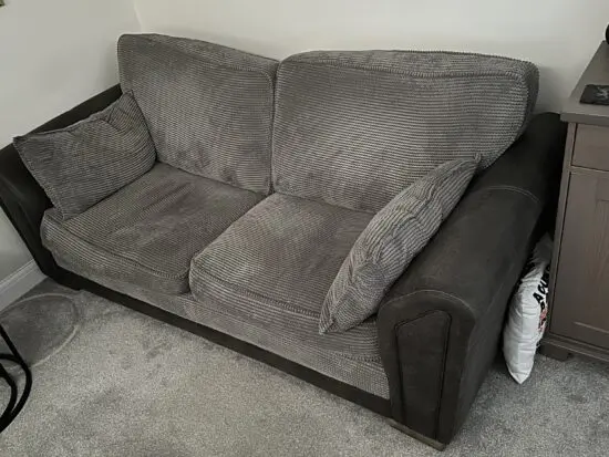 DFS Henderson Formal Back 3 Seater Deluxe Sofa Bed & Cuddler Set – Charcoal (Grey)