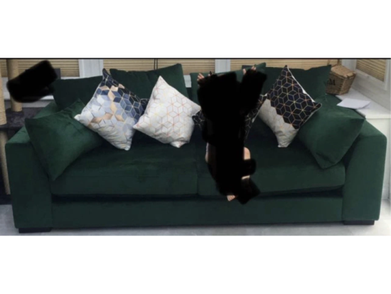 Plush green 3 seater sofa