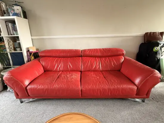 DFS Red Leather Sofa