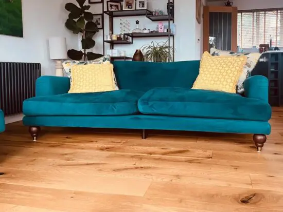 Swoon Editions, Teal Velvet, Holton Three Seat Sofa and Loveseat