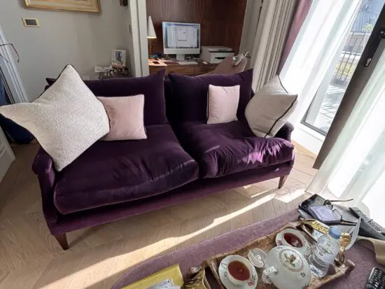 Purple Velvet George Smith 2 Seater Sofa in Brilliant Condition