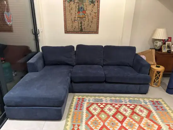 Furniture village navy blue corner sofa