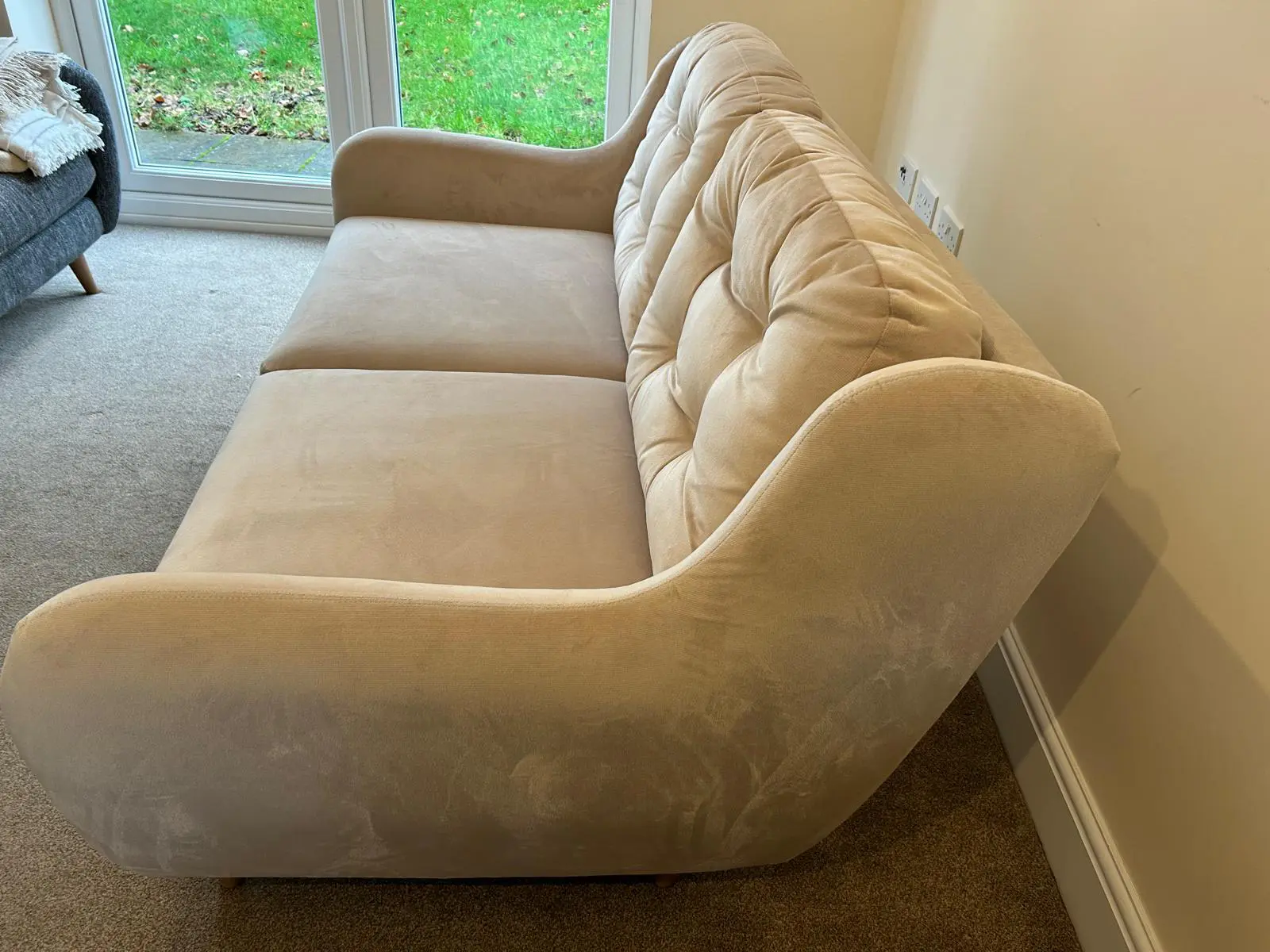 DFDS French Connection velvet sofa - Camden Chenille, beige