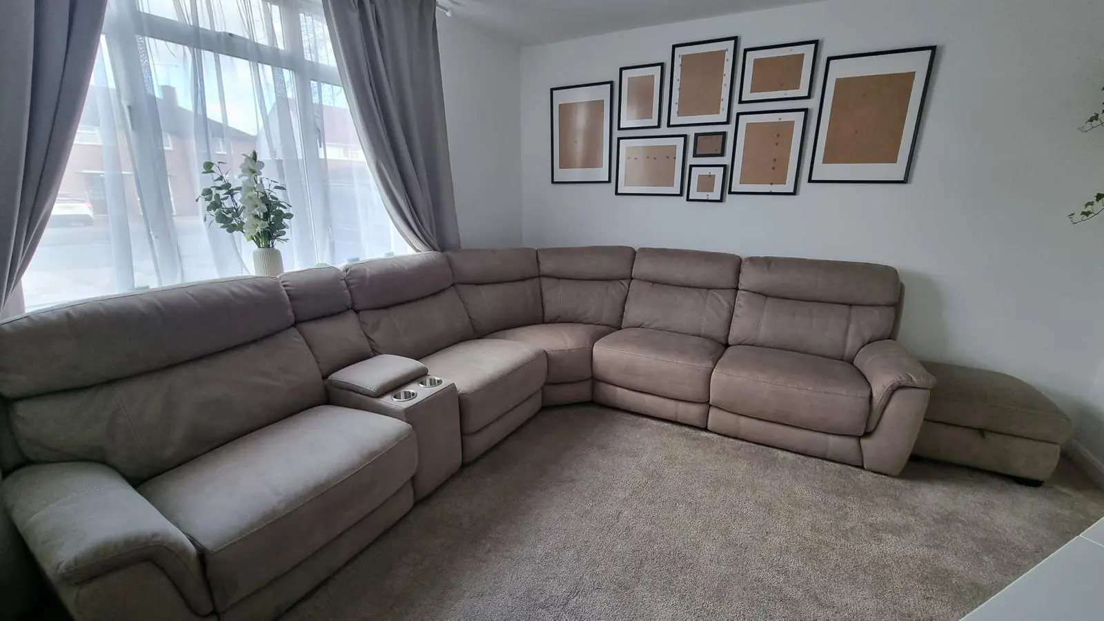 DFS Large "Caydance" Corner Recliner Sofa with Console & Footstool – Excellent Condition