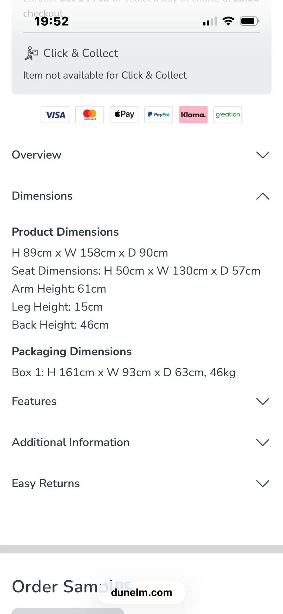 Dunelm Comfortable 2-Seater Sofa with Matching Footstool – Classic Design