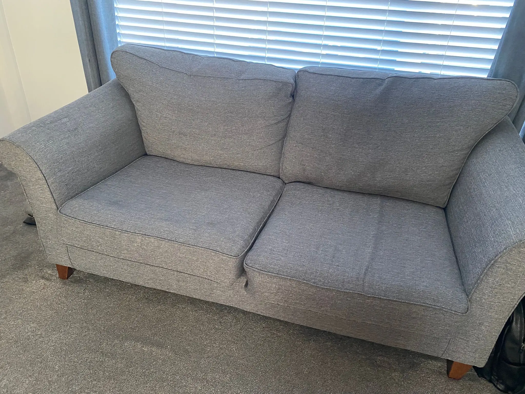 Furniture Village Modern 2-Seater Sofa with Clean Lines and Wooden Legs